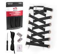 Sulpo Lacets élastiques sans laçage avec fermoir en métal pour toutes les chaussures - Noir - Noir ,