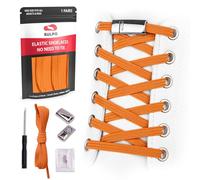 Sulpo Lacets élastiques sans laçage avec fermoir en métal pour toutes les chaussures - Orange - Orange,
