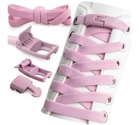 SULPO Lacets élastiques sans nouage, 100 cm de long, en caoutchouc plat, fermeture rapide, baskets sans nœud, Rose, Taille unique