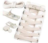 SULPO Lacets élastiques sans nouage, 100 cm de long, en caoutchouc plat, fermeture rapide, baskets sans nœud, beige, Taille unique