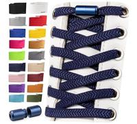 SULPO Lacets sans nouage - 2 paires de lacets à fermeture rapide - Lacets élastiques, 100 cm de long, lacets plats en caoutchouc - Lacets sans nœud, bleu marine, Taille unique