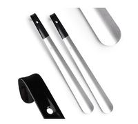 SULPO Lot de 2 Chausse Pied - Chausse-pieds Acier Inoxydable & Aluminium, Poignée Caoutchouc, Trou Suspension, Chaussage Facile - Personnes Âgées, Femmes Enceintes, Handicapés - 2 x 42 cm