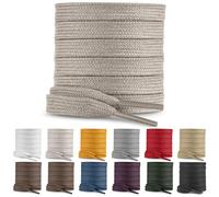 SULPO Lot de 2 paires de lacets plats en coton pour chaussures, 60 à 200 cm de long, 10 mm de large, lacets plats pour baskets, beige, 90