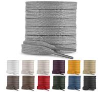 SULPO Lot de 2 paires de lacets plats en coton pour chaussures, 60 à 200 cm de long, 10 mm de large, lacets plats pour baskets, gris, 90