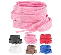 SULPO Lot de 2 paires de lacets pour baskets larges - 15 mm de large - Chaussures de sport - Lacets à lacets pour chaussures de sport pour chaussures de sport pour femme, homme et enfant., Rose, 120