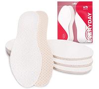 SULPO Lot de 4 paires de semelles pieds nus en coton éponge avec amortissement en latex, semelles intérieures contre la transpiration pour des pieds frais, Pour homme et femme, Blanc., 39 EU