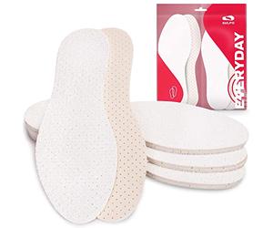 SULPO Lot de 4 paires de semelles pieds nus en coton éponge avec amortissement en latex, semelles intérieures contre la transpiration pour des pieds frais, Pour homme et femme, Blanc., 40 EU
