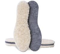 SULPO Pack de 2 Paires Semelles d’Hiver - Épaisseur 13,7mm Laine & Feutre Synthétique - Laine Mouton Naturelle, Chaudes & Confortables - Doublure Thermique Respirante, Hiver - Taille 38