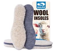 SULPO Pack de 2 Paires Semelles d’Hiver - Épaisseur 13,7mm Laine & Feutre Synthétique - Laine Mouton Naturelle, Chaudes & Confortables - Doublure Thermique Respirante, Hiver - Taille 49