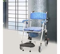 SULQING Chaise De Douche À roulettes, Siège De Douche Pliable Adulte, Chaise Roulante Handicapé avec Plaque D'assise en U, Chaise Roulante Pliante pour Personnes Âgées, Capacité Portante 120kg