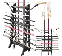 SULQING Porte-épée 10/12-étages Présentoir D'épée en Bois Katana Stand Floor, Samurai Display Rack Wand Holder, Support D'épée Multicouche pour Épées Tanto Standard Épées Sabre Laser Stand