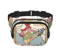 Sultanate of Delhi Map01 Sac banane en nylon à la mode pour femme Noir, noir, One Size