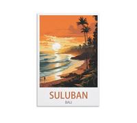 Suluban Bali Poster vintage sur toile pour décoration d'intérieur et salon Motif coucher de soleil 20 x 30 cm