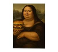 Sulxyi Art mural classique Mona Lisa pour toilettes, design, 30 x 40 cm, affiche humoristique de salle de bain, peinture célèbre, accent créatif, pour lieu de travail, entrée, couloir