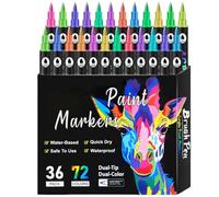 Sulxyi Felt Tip Markers, Pine Fine Liner Pens, Two Tip Brush Pens, Water-based Markers, DualTip Brush Pens, Watercolor Effect With Ease Vibrant, Long-lasting Colors for Paper, Pottery, Stones, Glass