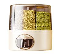 Sulxyi Food Storage Container, Rotating Food Dispenser, Transparent Rice Container, Grain Storage Box, Dry Food Organizer, 6-grid With 360° Rotating Design Transparent Construction for Home Kitchen