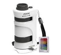 Sulxyi Microscope Portable pour Enfant, Douze Lames préparées, Zoom 60-80X, Microscope de Poche éclairé, échantillon de Jouet Scientifique éducatif, éclairage LED intégré, pour et Adultes