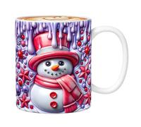 Sulxyi Mugs à Café de Noël, Mugs De Noël En Céramique 3D, Mug 3D Bonhomme de Neige 35cl avec Anse pour Thé Chocolat Cadeau