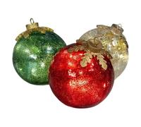 Sulxyi Ornements de Noël en Verre, Solution d'éclairage Portable, 12 cm, Ornements de Noël de Table en Verre, Boule de, à Piles, pour décoration intérieure