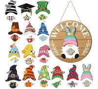 Sulxyi Pancarte GNOME pour Porte D'entrée | Porte Interchangeable avec Pièces Magnétiques | Décorations De GNOME des Fêtes Saisonnières,pour Portail Extérieur Mur Intérieur Et Événements De Fête