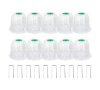 Sulxyi Plant Protectors from Animals, Adjustable Top Vent Control, 10 Sets, Seedling Dome Cover, Translucent Plant Cover, Clear Translucent Material, for Vegetables Flowers