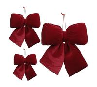 Sulxyi Red Vel-vet Wreath Bows, Classic and Festive Design, 3pcs, Small Christmas Bows, Red Christmas Tree Velvet Decoration, Multipurpose Design, for Gift-Wrapping, Festive Winter Decor