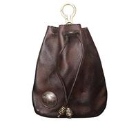 Sulxyi Sac en cuir de vache | Sac à langer vintage | Rangement rétro en cuir, étui pour clés de voiture en cuir, cordon de serrage fait à la main pour femme, marron, Refer to description, Unisexe