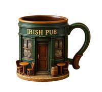 Sulxyi Tasse à café en résine, design irlandais inspiré du pub, 330 ml, Irish Pub Drinkware, tasse de petit-déjeuner, poignée confortable, design léger, pour les femmes Family Amis
