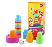 Sulxyi Tasses d'empilement Jouet, Pyramide de Tour d'empilement, Jouets d'éducation précoce, 13,5 x7,5 x27,5 cm