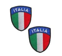 SUMA SHOP - 2 drapeaux bouclier de l'Italie, thermoadhésif, cousu brodé, écusson 6 x 6,5 cm