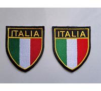 SUMA SHOP - 2 Drapeaux Bouclier d'Italie, Thermocollants, Cousables, Brodés, Patch, 7x6 cm