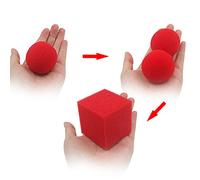 SUMAG 1 lot de tours de magie rouges à carrés (1 carré + 2 boules)