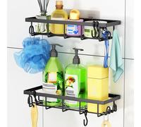 SUMAITech Étagère de Douche sans Percage, 2 pièces, Rangement Salle de Bain, Organisation sans Percage, pour Shampoing et Nettoyant Corps, Argent (Lot de 2 Paniers de Bain Noirs)