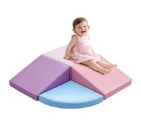 Sumbababy Blocs de mousse pour enfants à grimper en intérieur : 4 grands blocs souples pour le jeu - Blocs mous pour bébé Montessori, grands blocs pour l’escalade, jouet d’extérieur, double rampe