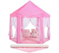 Sumbababy Tentes de Jeu pour Enfants - Tente de Princesse château avec Tapis - Fée hexagonale - Jouet pour Enfants ou Jeunes Enfants - Jeux d'intérieur - Rose