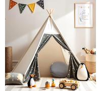 Sumbababy Tipi Enfant Teepee Indien : Coton Enfants Tente Jouent Tente Intérieure Extérieure Portable Maison de Jeu pour Garçons Filles Jeux D'intérieur et D'extérieur (Gris et Blanc Cassé)