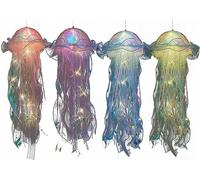Sumcalio Lampe en forme de méduse à faire soi-même, lustre créatif en forme de méduse, lampe créative en forme de méduse, lampe à méduse colorée créative faite à la main (4 pièces)