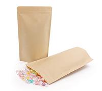 SumDirect Lot de 50 pochettes refermables en kraft avec fermeture éclair et doublure en feuille d’aluminium robuste pour aliments 18cm x 30cm