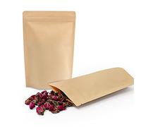 SumDirect Lot de 50 pochettes refermables en kraft avec fermeture éclair et doublure en feuille d’aluminium robuste pour aliments 13cm x 21cm