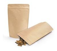 SumDirect Lot de 50 pochettes refermables en kraft avec fermeture éclair et doublure en feuille d’aluminium robuste pour aliments 15cm x 24cm