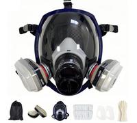 Sumeber Masque respiratoire réutilisable 16 en 1 avec filtre anti-buée anti-gaz anti-poussière masque à gaz idéal pour la peinture, le travail du bois, la construction, le ponçage, la pulvérisation