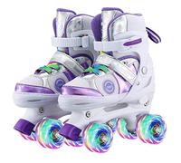 Sumeber Patins à Rouleaux Enfants avec Une Longueur réglable Kid Débutant Rouleaux Rouleaux de Rouleaux d'extérieur/à l'intérieur avec des Roues PU Clignotante (Purple, S (EU31-34))