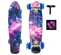 Sumeber Skateboard Complete Mini Cruiser 22 Skateboard Pouces avec Roues Lumineuses pour Adultes Enfants débutants Filles garçons Cadeau d'anniversaire (Galaxy)