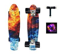 Sumeber Skateboard Enfants,Mini Cruiser 22 Pouces Skateboard avec Light Up Roues Complete Skateboard pour Adultes Enfants débutants Filles garçons Cadeau d'anniversaire