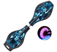 Sumeber Waveboard Planche de surf pour enfants avec roues lumineuses pour enfants/adolescents (crâne bleu)