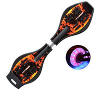 Sumeber Waveboard Planche de surf pour enfants avec roues lumineuses pour enfants/adolescents (flamme orange)