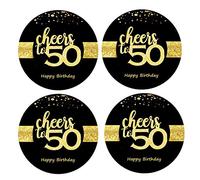 Sumerk Lot de 48 autocollants « Cheers to 50 » pour 50e anniversaire - Rond - 5 cm
