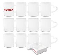 Sumex 11 oz Ensemble de 12 Blanc tasses à sublimation, Céramique Personnalisé Mugs et Tasses à café avec anse coeur pour Cadeau Collègue Idée Cadeau Original, Humour Femme