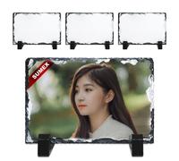 SUMEX 4 Pièces Blancs de Sublimation Cadre Photo en Ardoise de Roche, Cadre Photo Personnalisé 10 × 15 cm pour Mariage, Saint Valentin