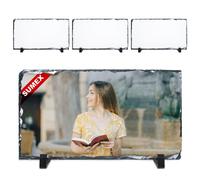 SUMEX 4 Pièces Blancs de Sublimation Cadre Photo en Ardoise Rocheuse, Cadre Photo Personnalisé 12 × 22 cm pour Mariage, Saint Valentin
